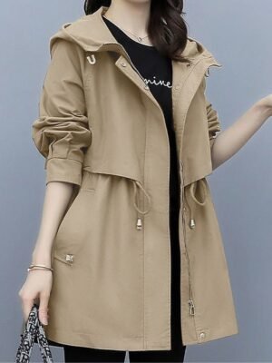 Stylish Regular Fit Plain Striped Long Sleeve Coat - Image 1