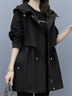 Stylish Regular Fit Plain Striped Long Sleeve Coat - Image 11