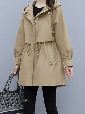 Stylish Regular Fit Plain Striped Long Sleeve Coat - Image 2
