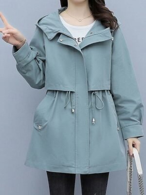 Stylish Regular Fit Plain Striped Long Sleeve Coat - Image 4