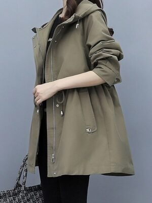 Stylish Regular Fit Plain Striped Long Sleeve Coat - Image 9