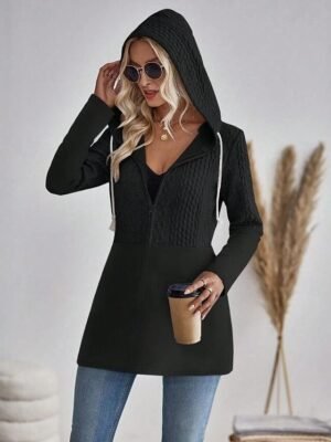 Stylish Regular Fit Plain V Neck Long Sleeve Long Coat - Image 6