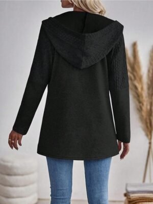 Stylish Regular Fit Plain V Neck Long Sleeve Long Coat - Image 7