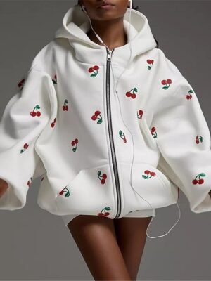 Stylish Regular Fit Print Hoodie Long Sleeve Jacket - Image 1