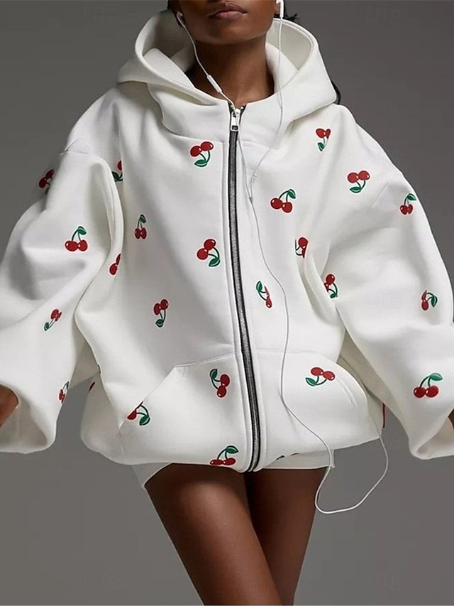 Stylish Regular Fit Print Hoodie Long Sleeve Jacket - Image 1