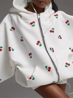 Stylish Regular Fit Print Hoodie Long Sleeve Jacket - Image 3