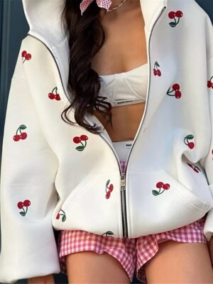 Stylish Regular Fit Print Hoodie Long Sleeve Jacket - Image 4