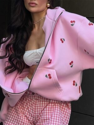 Stylish Regular Fit Print Hoodie Long Sleeve Jacket - Image 5