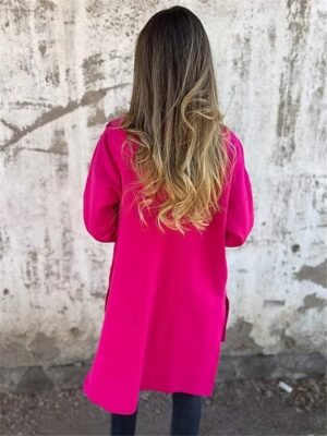 Stylish Regular Fit Solid Colour Hoodie Long Sleeve Long Coat - Image 3