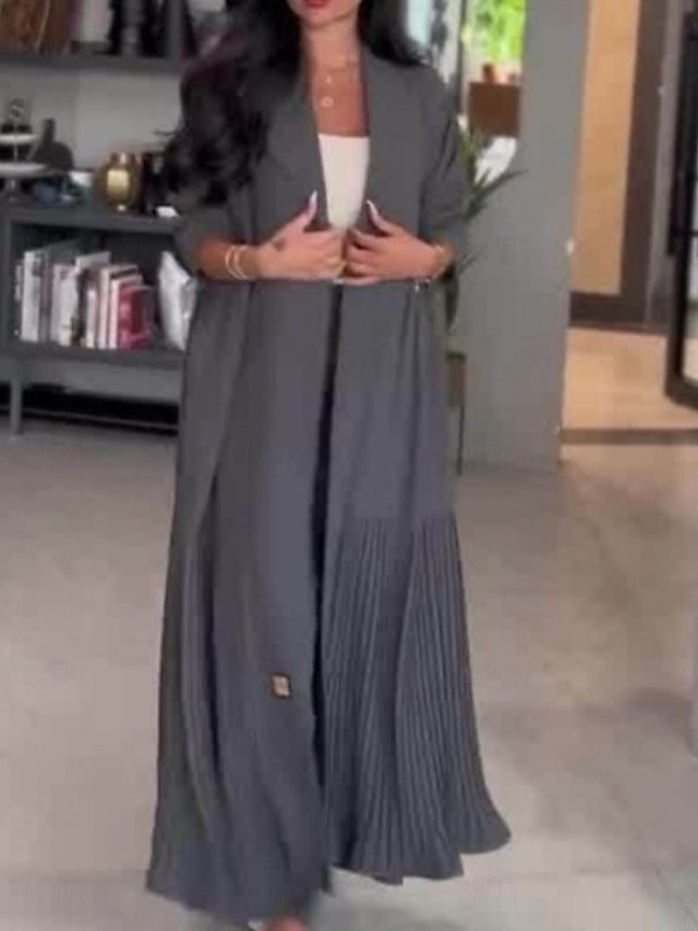 Stylish Regular Fit Solid Colour Long Sleeve Maxi Coat - Image 1