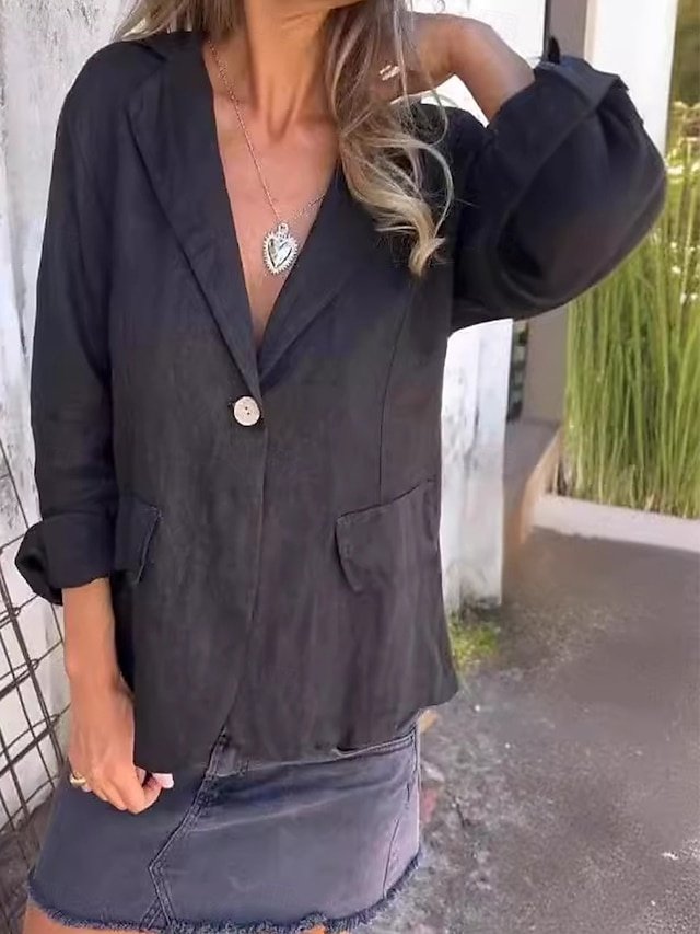 Stylish Regular Fit Solid Colour Long Sleeve Blazer - Image 1