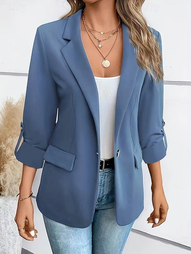 Stylish Regular Fit Solid Colour Long Sleeve Blazer - Image 1