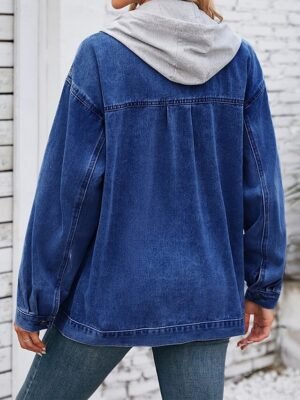 Stylish Regular Fit Solid Colour Long Sleeve Denim Jacket - Image 10