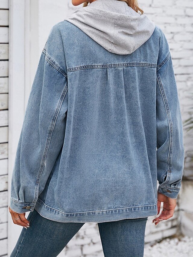 Stylish Regular Fit Solid Colour Long Sleeve Denim Jacket - Image 2