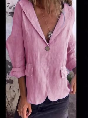 Stylish Regular Fit Solid Colour Long Sleeve Blazer - Image 2