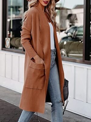 Stylish Regular Fit Solid Colour Long Sleeve Long Winter Coat - Image 2