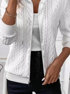 Stylish Regular Fit Solid Colour Long Sleeve Jacket - Image 3