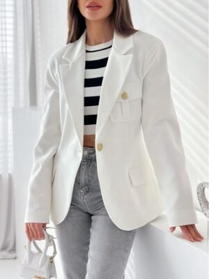 Stylish Regular Fit Solid Colour Long Sleeve Winter Blazer - Image 3