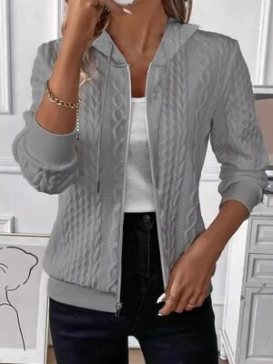 Stylish Regular Fit Solid Colour Long Sleeve Jacket - Image 4
