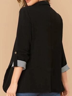 Stylish Regular Fit Solid Colour Long Sleeve Blazer - Image 4