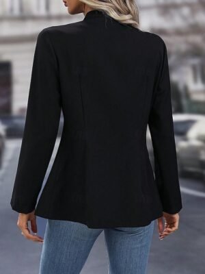 Stylish Regular Fit Solid Colour Long Sleeve Jacket - Image 4