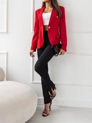 Stylish Regular Fit Solid Colour Long Sleeve Winter Blazer - Image 5