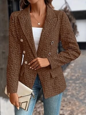 Stylish Regular Fit Solid Colour Long Sleeve Winter Blazer - Image 5