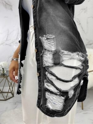 Stylish Regular Fit Solid Colour Long Sleeve Denim Jacket - Image 7