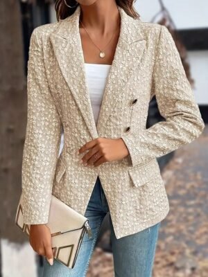 Stylish Regular Fit Solid Colour Long Sleeve Winter Blazer - Image 9