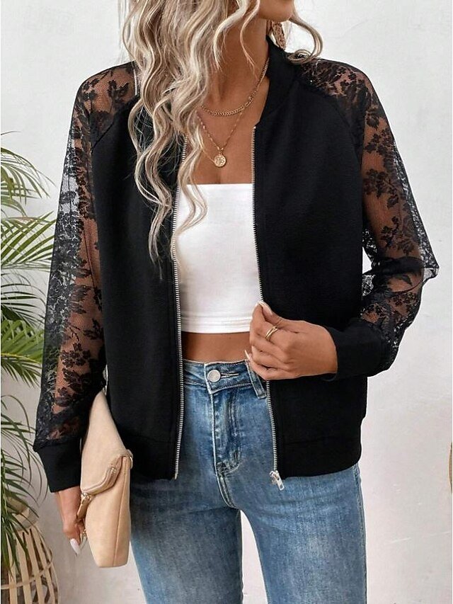 Stylish Regular Fit Solid Full Zip Long Sleeve Jacket - Image 2