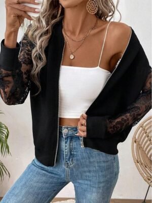 Stylish Regular Fit Solid Full Zip Long Sleeve Jacket - Image 3