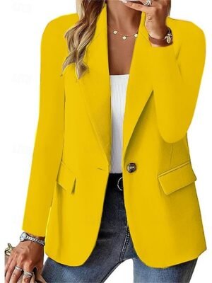 Stylish Regular Fit Solid Lapel Long Sleeve Winter Blazer - Image 5