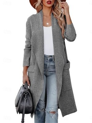 Stylish Regular Fit Solid Long Sleeve Winter Coat - Image 1
