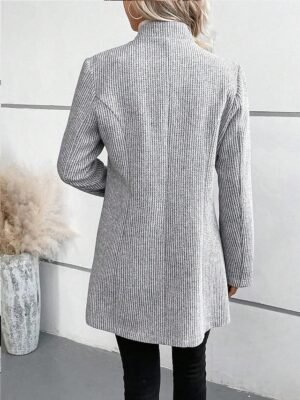 Stylish Regular Fit Solid Long Sleeve Winter Coat - Image 2