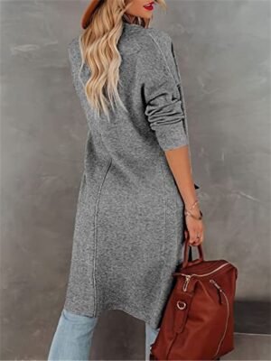 Stylish Regular Fit Solid Long Sleeve Winter Coat - Image 2