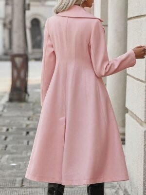 Stylish Regular Fit Solid Long Sleeve Winter Coat - Image 3