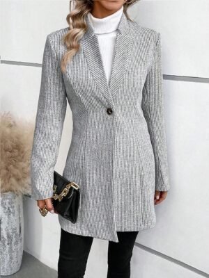 Stylish Regular Fit Solid Long Sleeve Winter Coat - Image 4