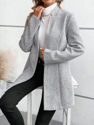 Stylish Regular Fit Solid Long Sleeve Winter Coat - Image 6
