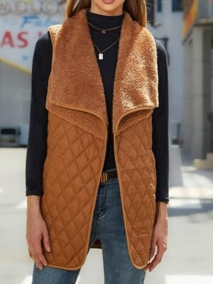 Stylish Regular Fit Solid Sleeveless Winter Coat - Image 1