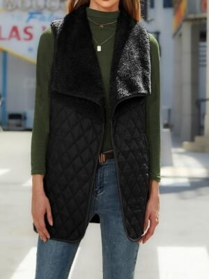 Stylish Regular Fit Solid Sleeveless Winter Coat - Image 7