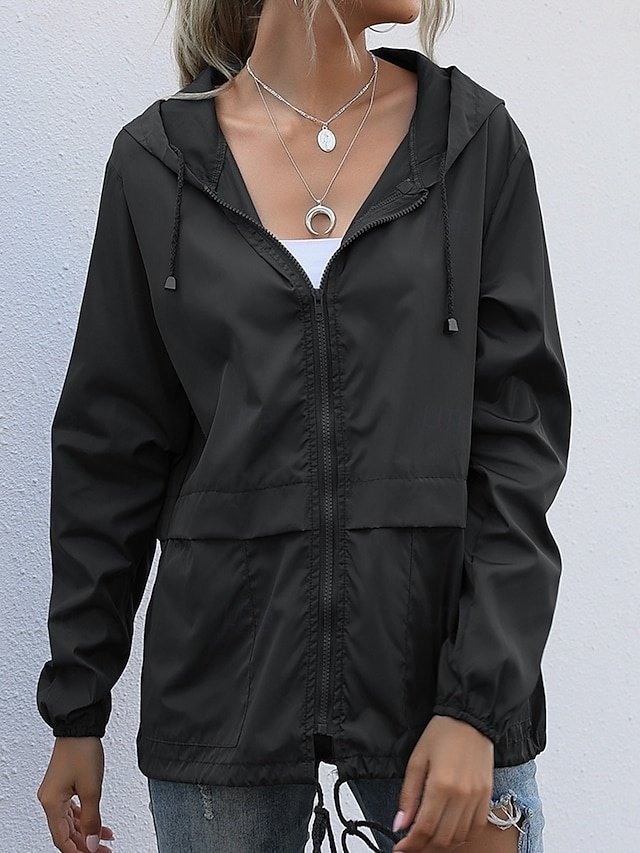 Stylish Regular Fit Solid Stand Collar Long Sleeve Waterproof Jacket - Image 1