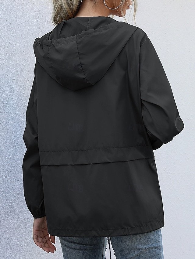 Stylish Regular Fit Solid Stand Collar Long Sleeve Waterproof Jacket - Image 2