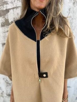 Stylish Regular Fit Solid Stand Collar Long Sleeve Full Zip Winter Jacket - Image 3