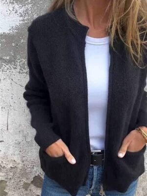 Stylish Regular Fit Solid Stand Collar Long Sleeve Short Coat - Image 5