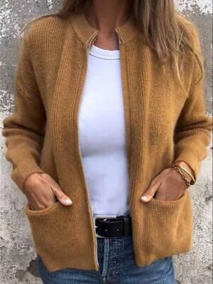 Stylish Regular Fit Solid Stand Collar Long Sleeve Short Coat - Image 7