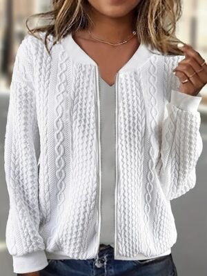Stylish Regular Fit Solid White Long Sleeve Spring Jacket - Image 1