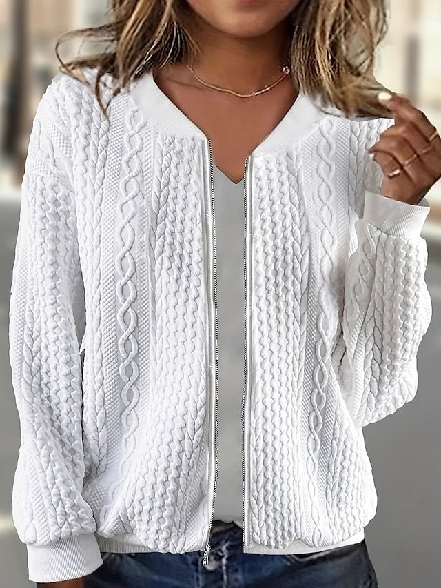 Stylish Regular Fit Solid White Long Sleeve Spring Jacket - Image 1