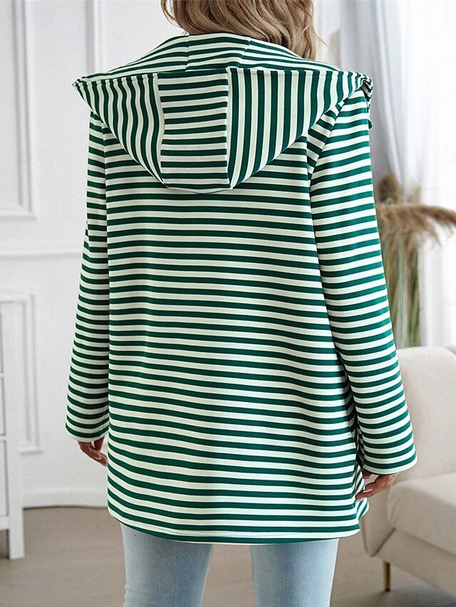 Stylish Regular Fit Stripe Long Sleeve Thermal Jacket - Image 2