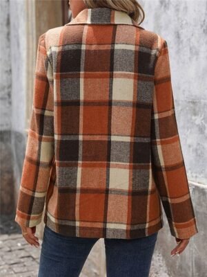 Stylish Regular Fit Stripes and Plaid Long Sleeve Regular Jacket - Image 2