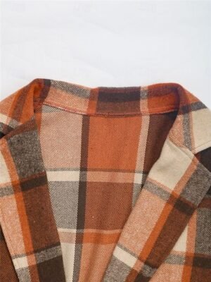 Stylish Regular Fit Stripes and Plaid Long Sleeve Regular Jacket - Image 9